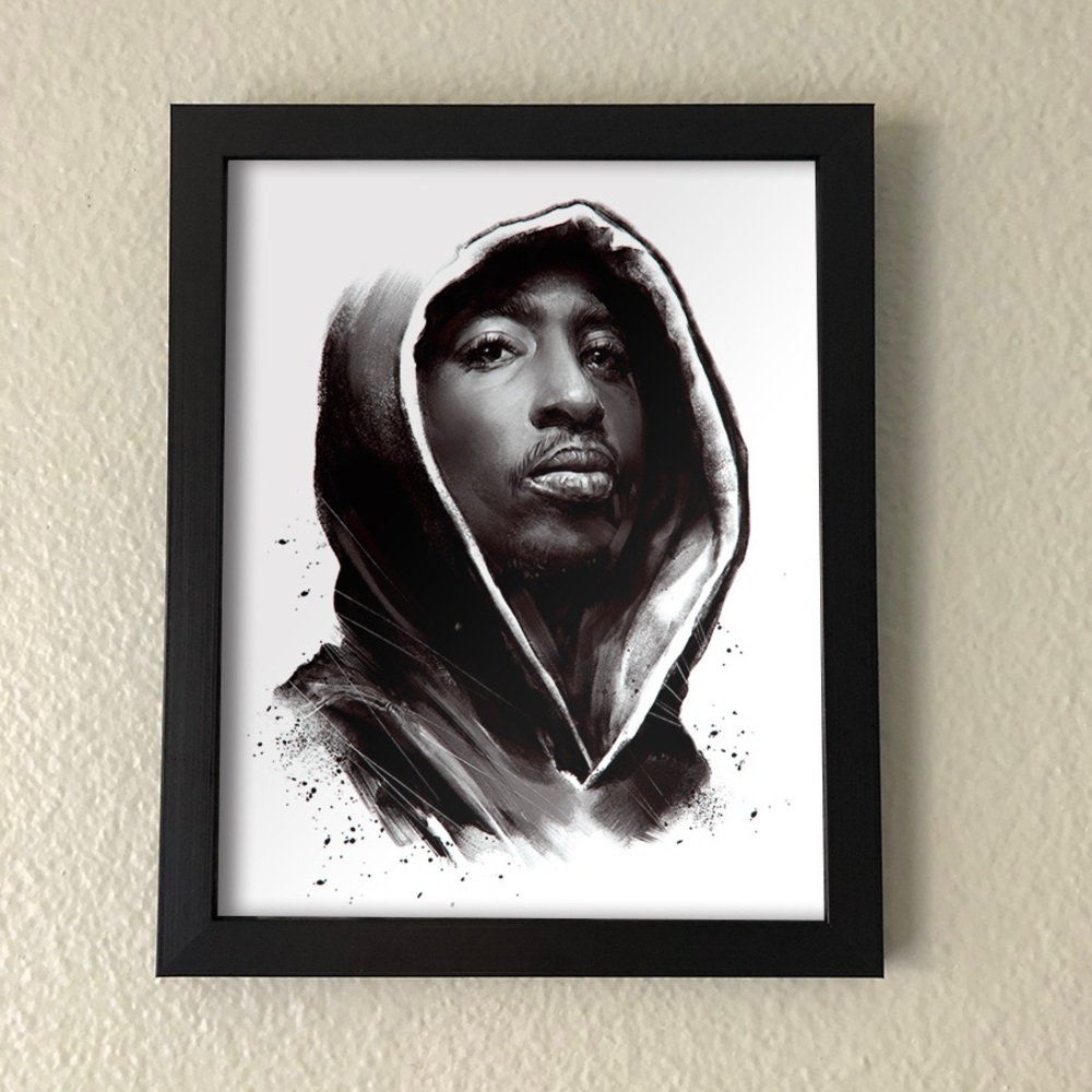 Framed Tupac Wall Art | Modern Art Decor for Man Cave, Home, Office, or Gym